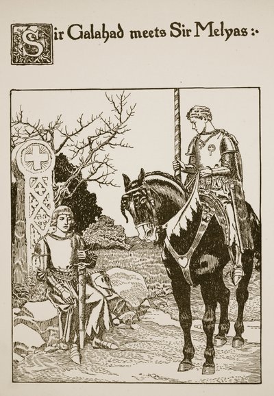 Sir Galahad incontra Sir Melyas, illustrazione da 